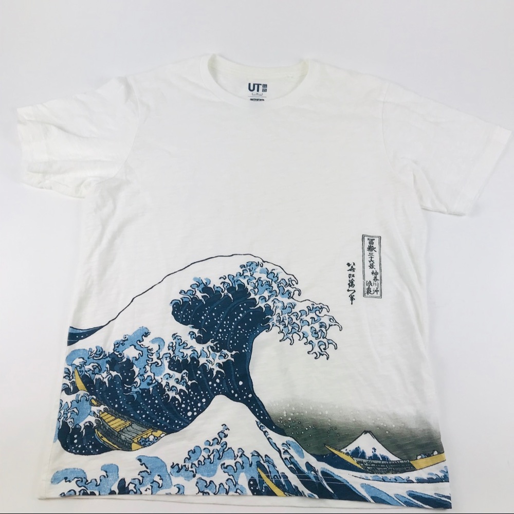 Men’s M Medium Uniqlo Hokusai Blue T Shirt